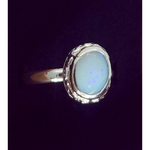 Sterling silver and Australian Opal crystal ring handmade floral design - Picture 3 of 12